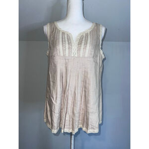 100% Linen Grace Elements Tunic Top Size 10 Beige Cream
